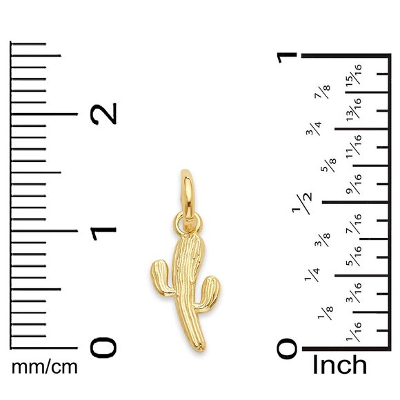Solid 10k Gold Cactus Charm - Cute Western Jewelry Gifts for Her - Picture 5 of 6